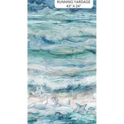 Northcott - Sea Breeze - 24' Waves Panel, Pale Blue