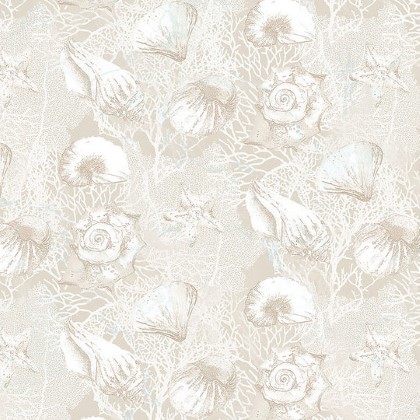Northcott - Sea Breeze - Seashells, Cream