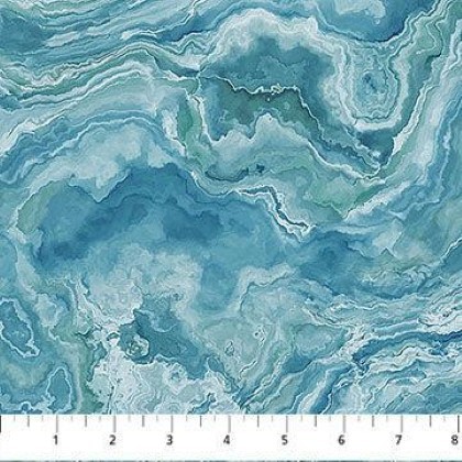 Northcott - Smooth Sailing - Wave Texture, Medium Blue