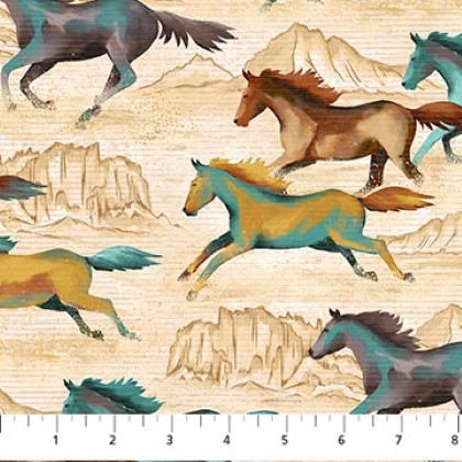 Northcott - Southwest Vista - Running Horses, Cream