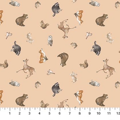 Northcott - Tanglewood - Tossed Animals, Peach