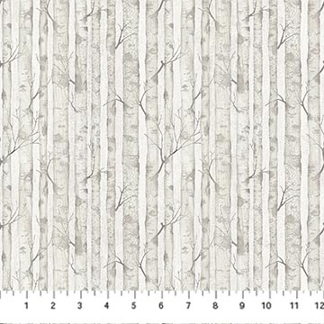 Northcott - Timberland Trail Flannel - Birch Trees, Beige