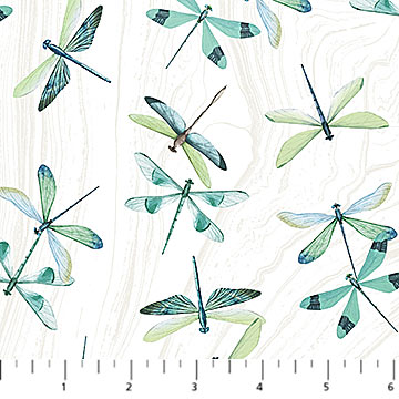 Northcott - Tranquil Waters - Dragonflies, White