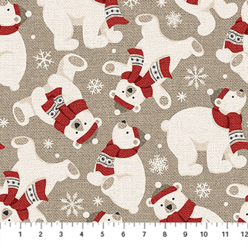 Northcott - Warm and Cozy Flannel - Bears, Taupe