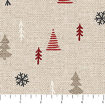 Northcott - Warm and Cozy Flannel - Multi-Color Trees, Cream