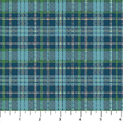Northcott - Woodland Woolies Flannel - Plaid, Blue