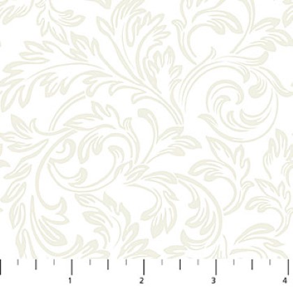 Northcott - Yuletide Traditions - Tonal Scroll, White