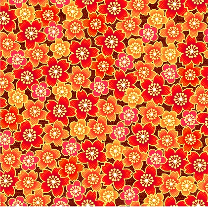 Oasis - Asian Garden II - Tiny Flowers, Orange