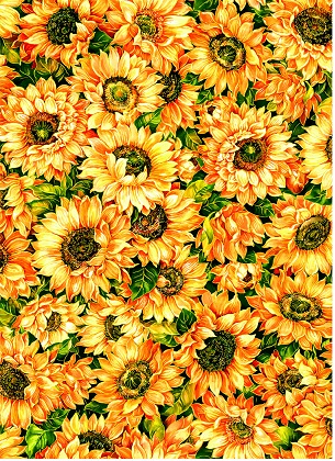 Oasis Fabrics - Change of Seasons - Sunflowers, Gold