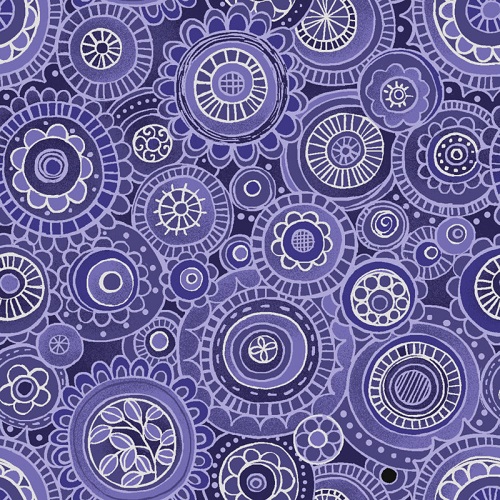 Oasis Fabrics - Intrique - Medallion. Purple/Silver Metallic