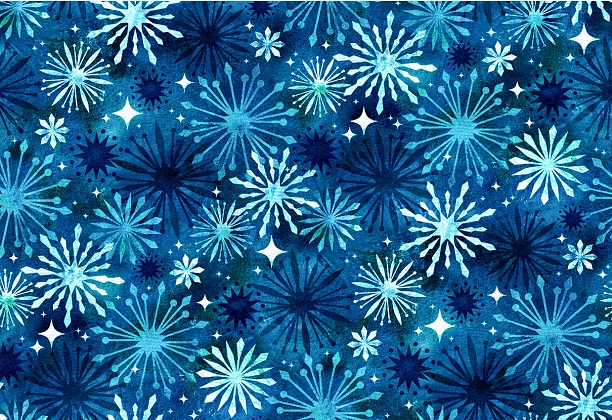Oasis Fabrics - Noel - Snowflakes, Blue