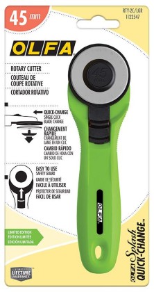 Olfa - 45mm Quick Change - Rotary Cutter, Lime Green