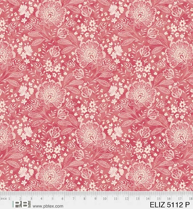 P & B Textiles - 108' Elizabeth - Large Floral, Deep Pink