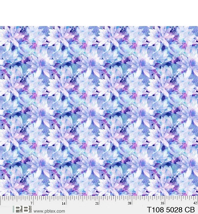 P & B Textiles - 108' Translucence - Layered Flowers, Blue
