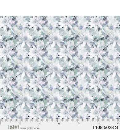 P & B Textiles - 108' Translucence - Layered Flowers, Light Gray