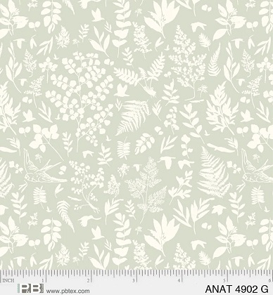 P & B Textiles - Au Naturel - Ferns, Sage/Green