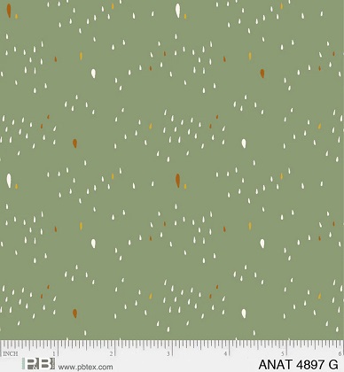 P & B Textiles - Au Naturel - Raindrops, Green