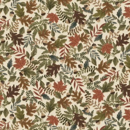 P & B Textiles - Autumn Homestead - Fall Foliage, Ecru