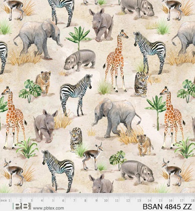 P & B Textiles - Baby Safari Animals - Baby Safari, Ecru