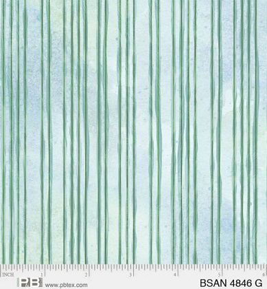 P & B Textiles - Baby Safari Animals - Stripe, Sea Green