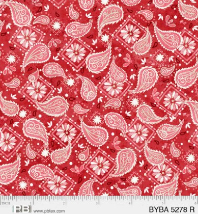 P & B Textiles - Barnyard Babies - Paisley Print, Red