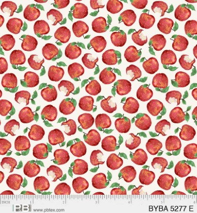 P & B Textiles - Barnyard Babies - Red Apples, Ecru