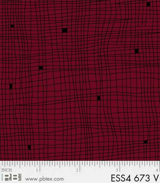 P & B Textiles - Bear Essentials 4 - Grid, Burgundy
