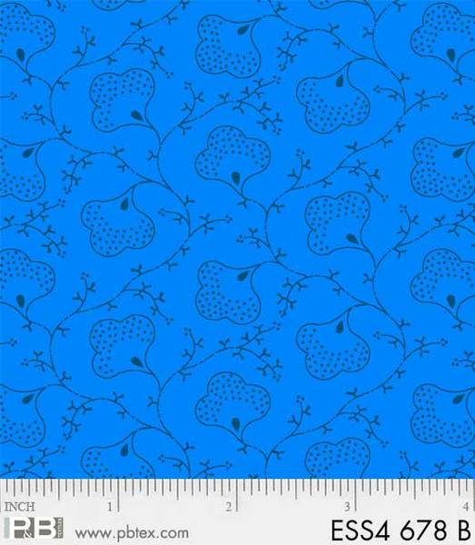 P & B Textiles - Bear Essentials 4 - Scroll Flower, Blue