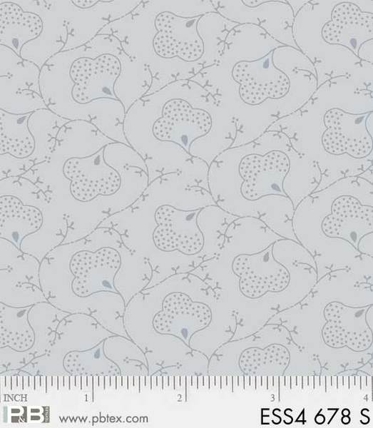P & B Textiles - Bear Essentials 4 - Scroll Flower, Silver