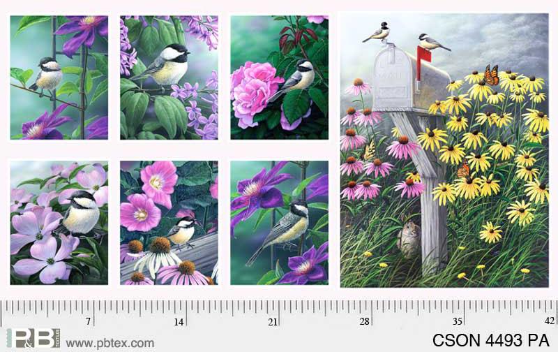 P & B Textiles - Chickadee Songs - 24' Panel, Multi