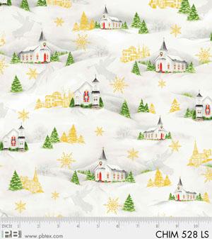 P & B Textiles - Christmas Chimes - Churches, Light Grey
