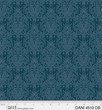 P & B Textiles - Daniella - Damask, Dark Blue