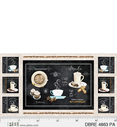 P & B Textiles - Deja Brew - 24' Coffee Panel, Black