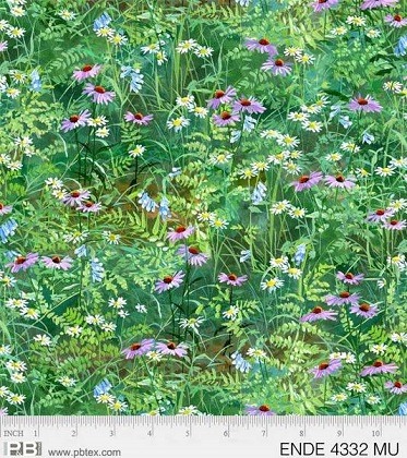 P & B Textiles - Endeering - Wild Flowers, Green