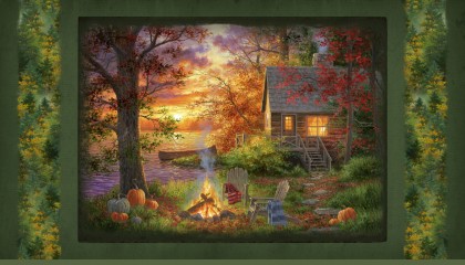 P & B Textiles - Fireside Serenity - 24' Sunset Panel, Multi