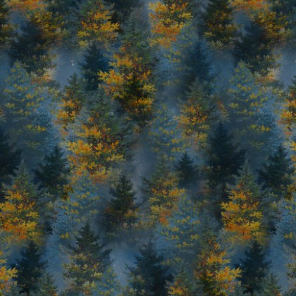 P & B Textiles - Fireside Serenity - Allover Trees, Dark Blue