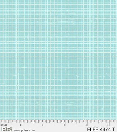 P & B Textiles - Flowers & Feathers - Plaid Texture, Teal