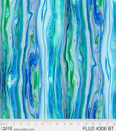 P & B Textiles - Fluidity II - Wood-Grain Texture, Blue/Teal