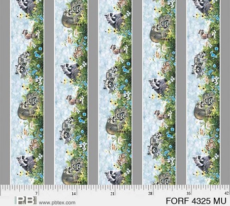 P & B Textiles - Forest Friends - 8.38' Repeat Raccoon and Chipmonk Border