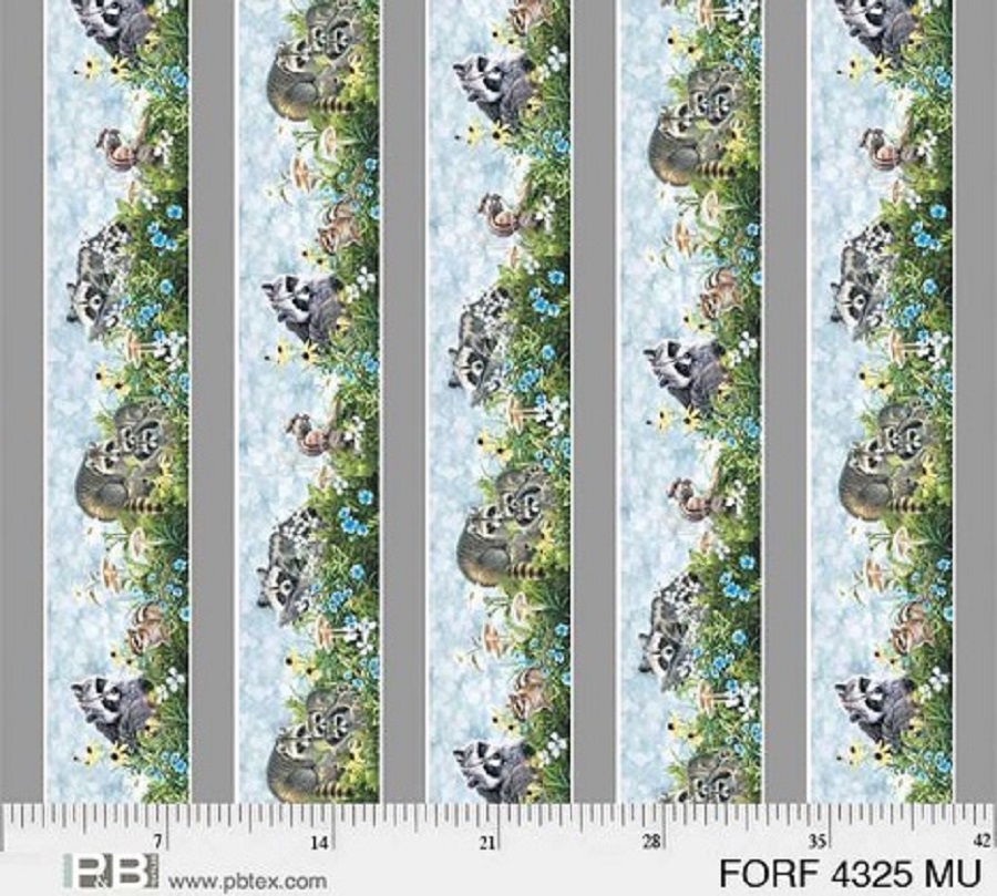 P & B Textiles - Forest Friends - 8.38' Repeat Raccoon and Chipmonk Border