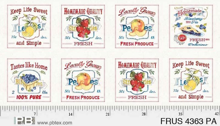 P & B Textiles - Fruit Stand - 24' Fruit Motifs Panel, Multi