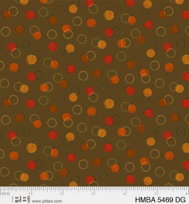 P & B Textiles - Harvest Minis - Circles, Dark Green