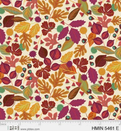 P & B Textiles - Harvest Minis - Leaf Collage, Ecru