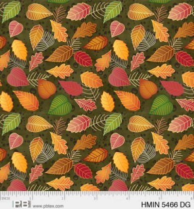 P & B Textiles - Harvest Minis - Leaves, Dark Green