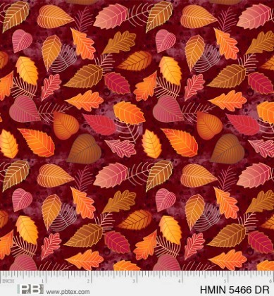 P & B Textiles - Harvest Minis - Leaves, Dark Red