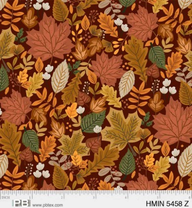 P & B Textiles - Harvest Minis - Medium Leaves, Brown