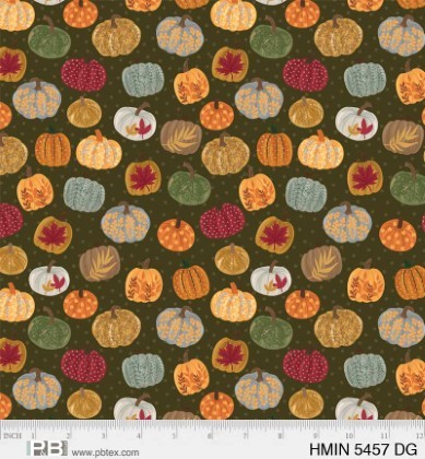 P & B Textiles - Harvest Minis - Pumpkins, Dark Green