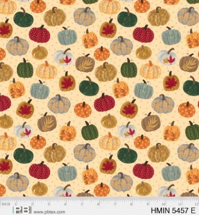 P & B Textiles - Harvest Minis - Pumpkins, Ecru