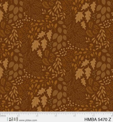 P & B Textiles - Harvest Minis - Tonal Leaves, Brown