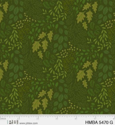 P & B Textiles - Harvest Minis - Tonal Leaves, Green